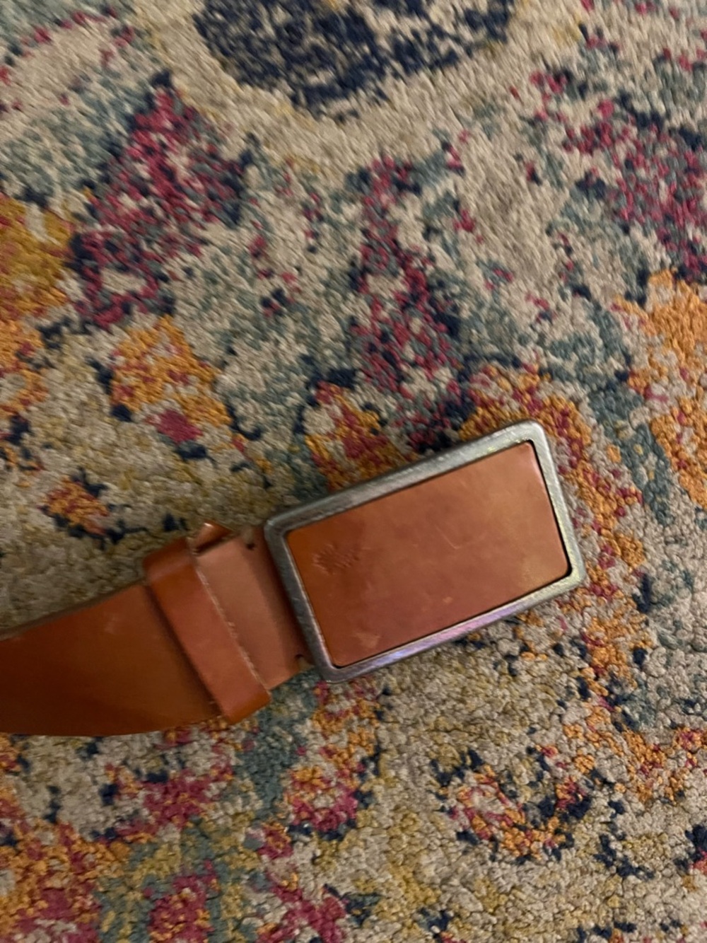 Mulberry- Men's Leather Belt with Rectangular Buckle - Brown